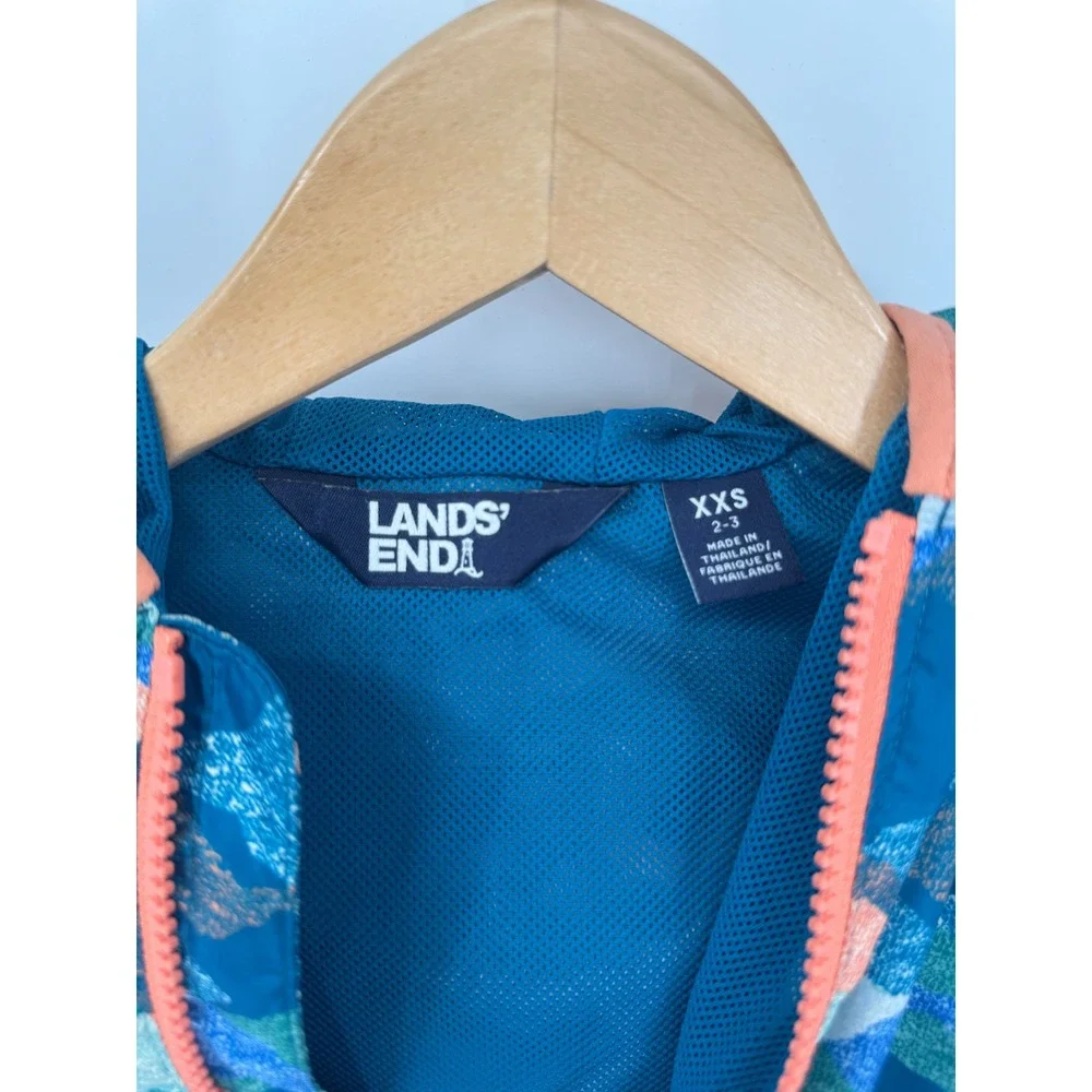 Lands'‎ End Packable Windbreaker Toddler XXS 2t 3t Blue Mountain Unisex Spring